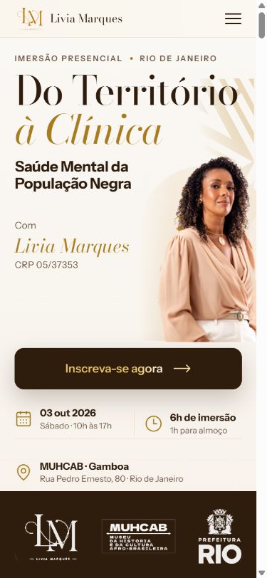 Site Lívia Marques na versão para celular