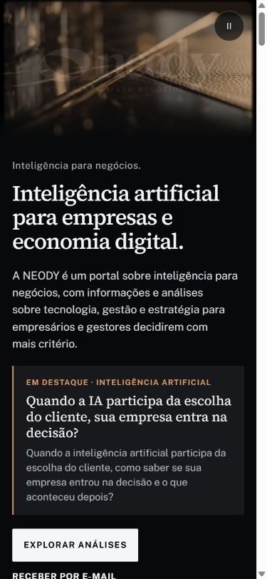 Site Neody na versão para celular
